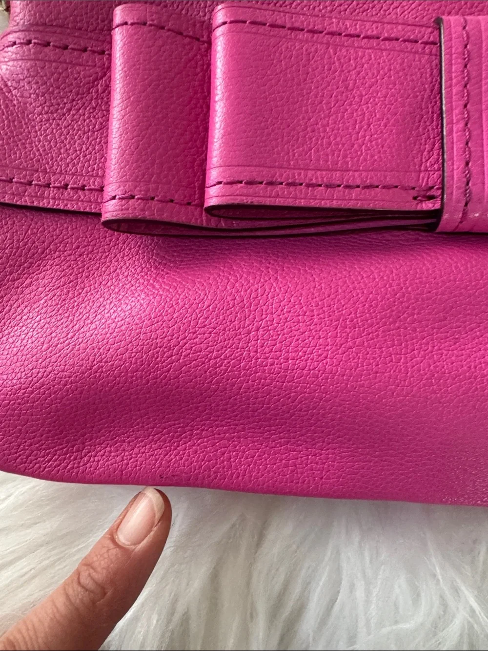 Kate Spade Y2K Hot Pink Leather Bow Crossbody Bag